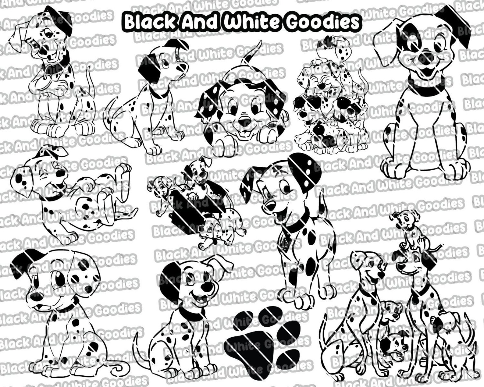 Dalmatianssilhouette, 101 Dalmatians Svg, Dalmatians Outline