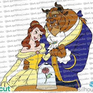 Belle and the Beast svg, svg en capas, cricut, archivo de corte, archivo de corte, clipart, png, silueta