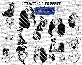 lady and the tramp silhouette, lady and the tramp svg, lady and the tramp outline, lady and the tramp cricut, lady and the tramp svg outline