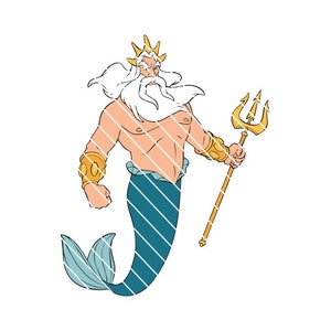 tritón svg, siríalo de sirena svg, ariel svg, rey tritón svg, pequeña sirena cricut, pequeño archivo de corte de sirena, silueta de sirena pequeña