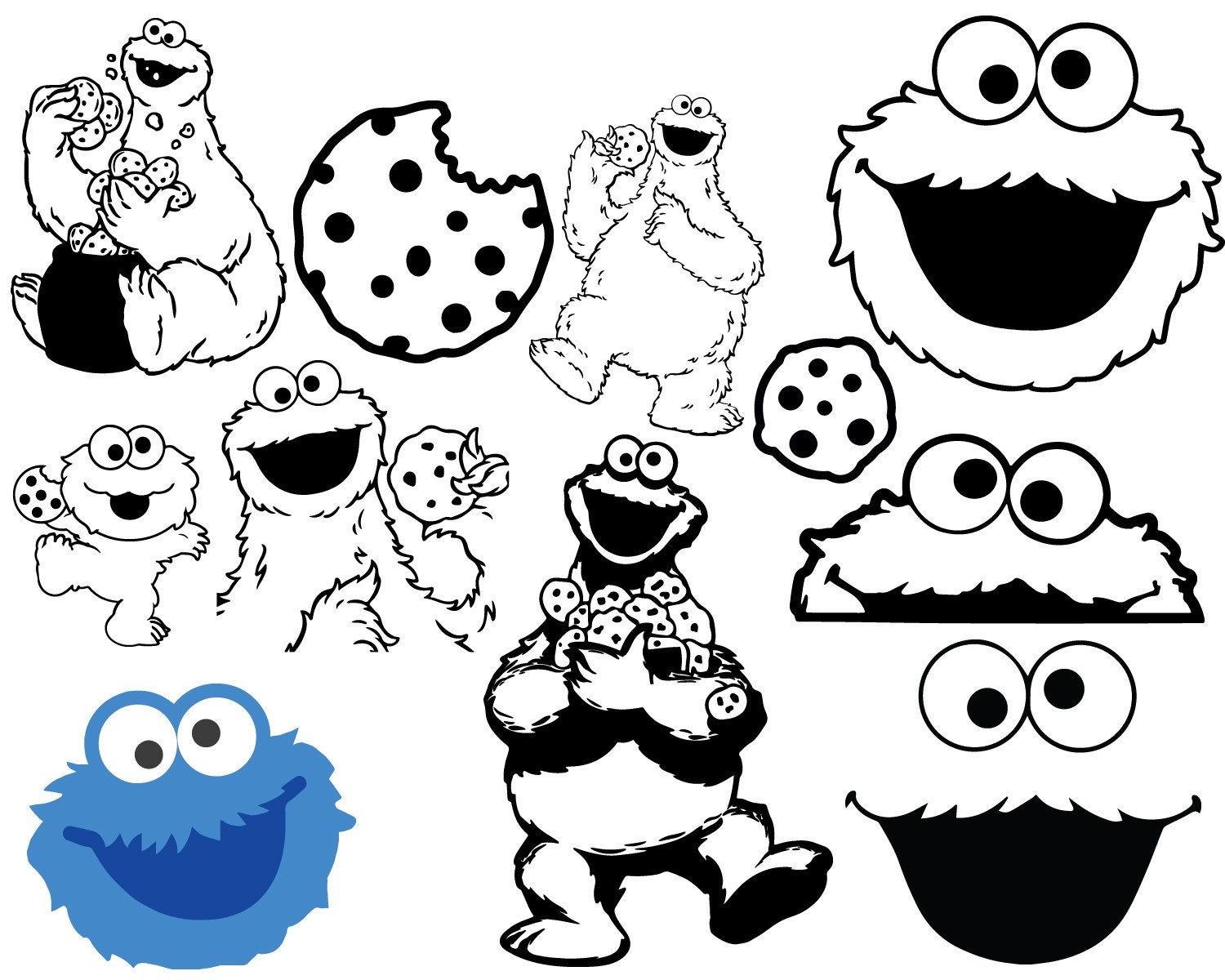 cookie-monster-svg-cookie-monster-silhouette-cookie-monster-cricut-cookie-monster-outline-cookie-svg-monster-svg-etsy