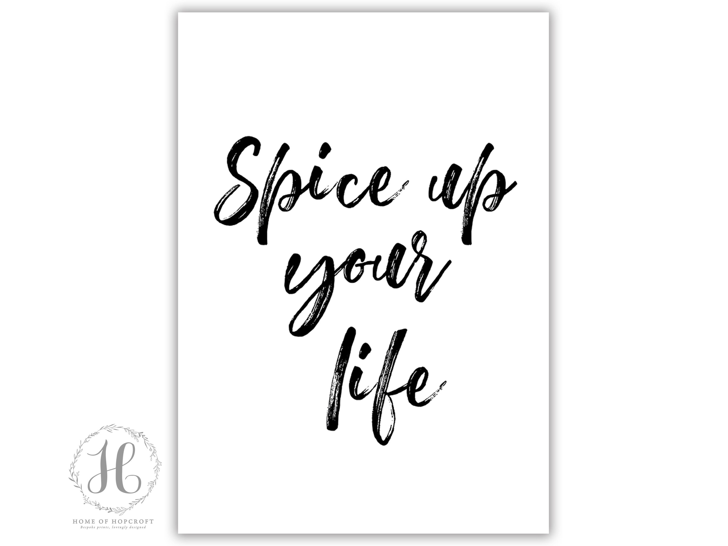Spice Up Your Life Wall Print Kitchen Gift Bespoke Etsy