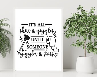 Lustiger, frecher Badezimmerdruck | Wandbild für Toilette/Gäste-WC | Badezimmer | Zuhause | Geschenk | Individuell | Poster | A5 | A4 | A3 | Gerahmt