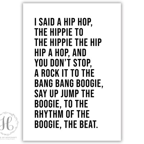 Hip Hop Song Lyric Music Wall Print Home Decor Gift Etsy
