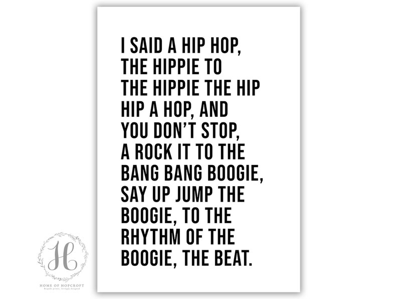 Hip Hop Song Lyric Music Wall Print Home Decor Gift | Etsy