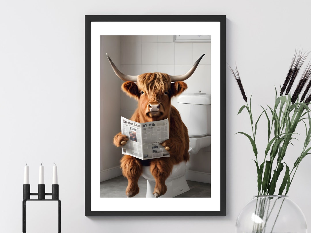 Highland Cow Toilet Bathroom Heilan Coo Art Funny | Scotland Print ...