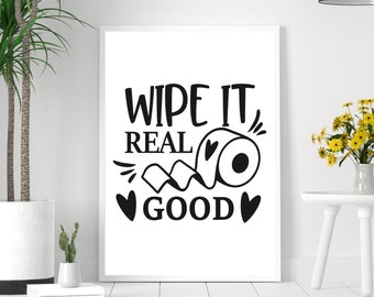 Wandbild „Richtig sauber abwischen“ fürs Badezimmer | WC-Wandbild | Badezimmer | Zuhause | Geschenk | Individuell | Poster | A5 | A4 | A3 | Gerahmt