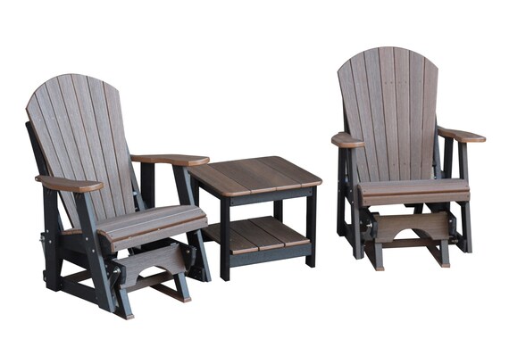 Patio set of 2 single gliders & 1-22” end table.