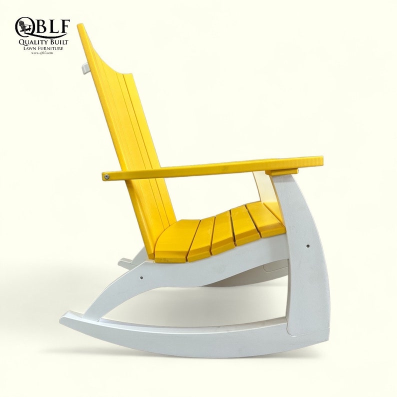 The Richland Rocker is modern, curved seat and back makes for one amazing rocker. Made from recycled high-density polyethylene (HDPE) Yellow/White