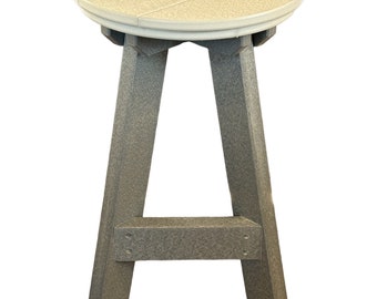 Round bar stool built from HDPE poly. 16” round seat 30” tall. Free shipping