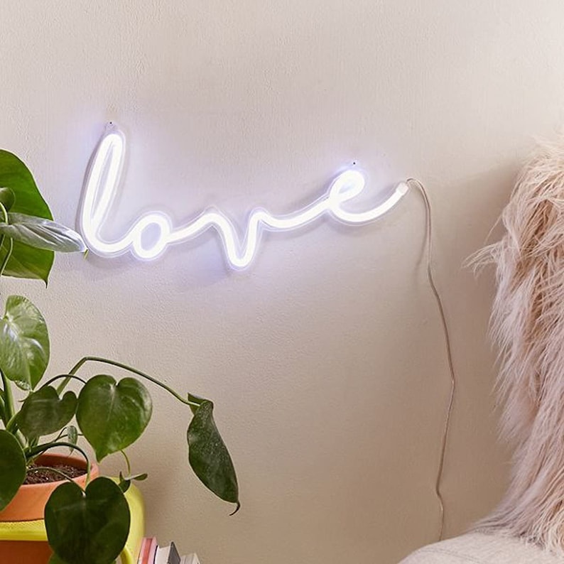 Love LED Neon Light Wall Hanging Room Decor White 18x9 Etsy