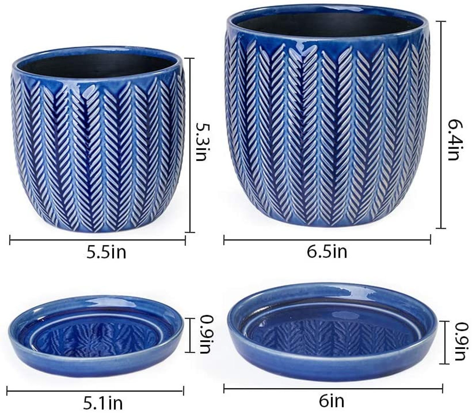 Blue Ceramic Flower Pot Garden Planters 6.5 and Etsy