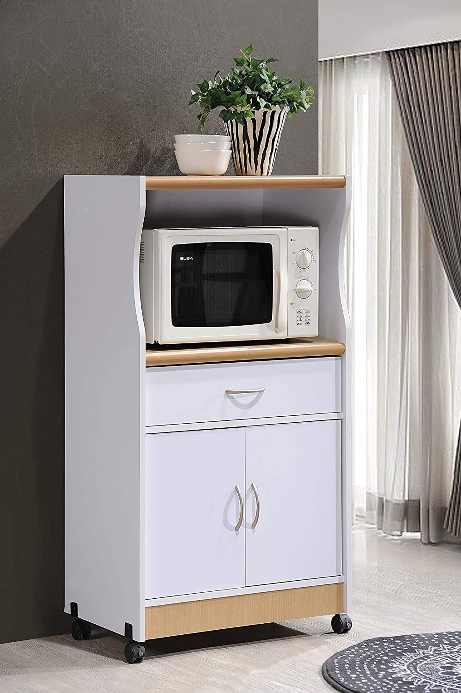 Microwave Cart with One Drawer Two Doors and Shelf for Etsy