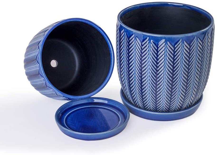 Blue Ceramic Flower Pot Garden Planters 6.5 and Etsy