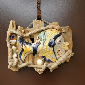 Sustainable Art Ceramic and Driftwood Sea-Inspired Composition