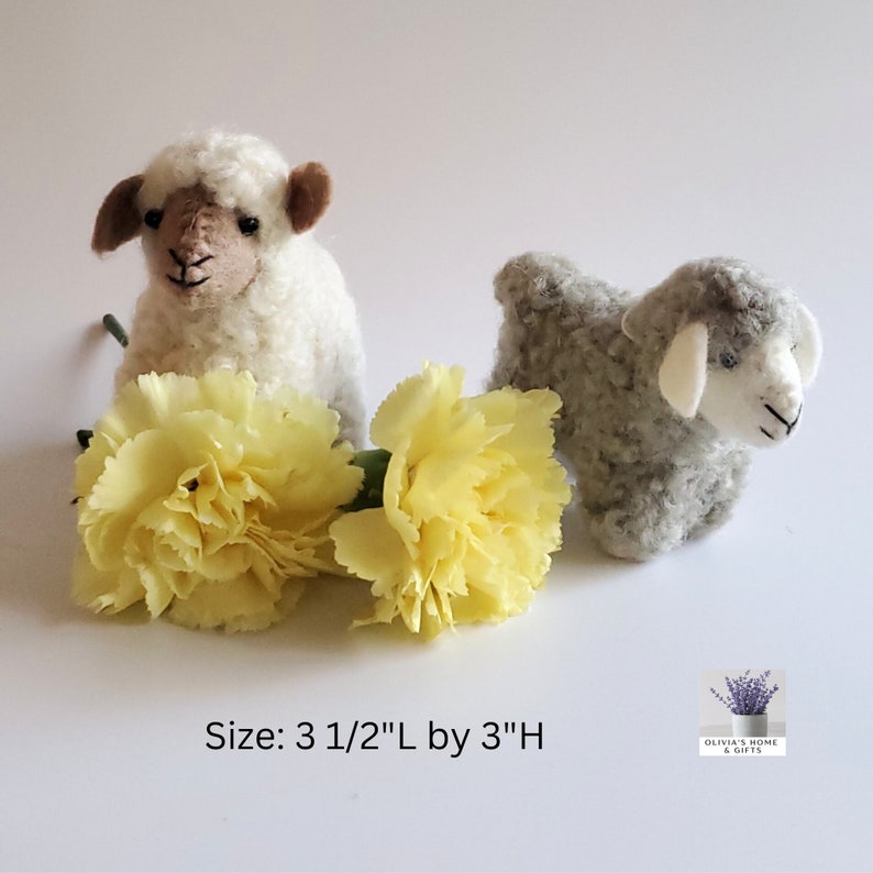 Handmade Sheep Wool Felt Lamb Ornament With String Attached For Hanging image 5