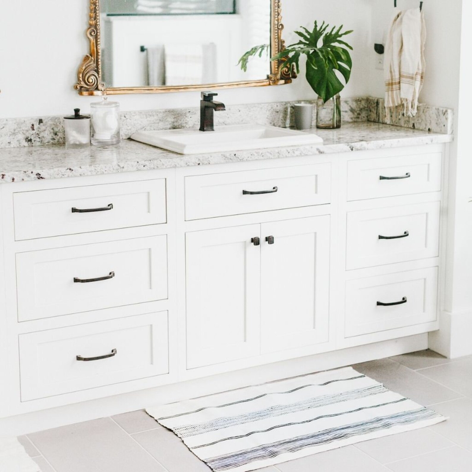 White & Navy Cotton Bath Mat Handwoven Etsy