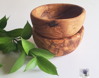 Olive Wood Snack Bowls | Retired Olive Trees | Set of Two | Handcarved