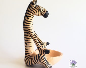 Zebra In Yoga Pose | Handcarved Bowl | Yogi Gift | Meditation | Decor For Living Rooms & Bedrooms |  Unique Shelf Decor