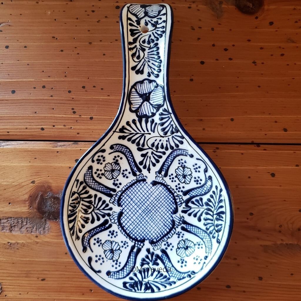 Ceramic Spoon Rest For Stove | Blue | Mexico | Handmade