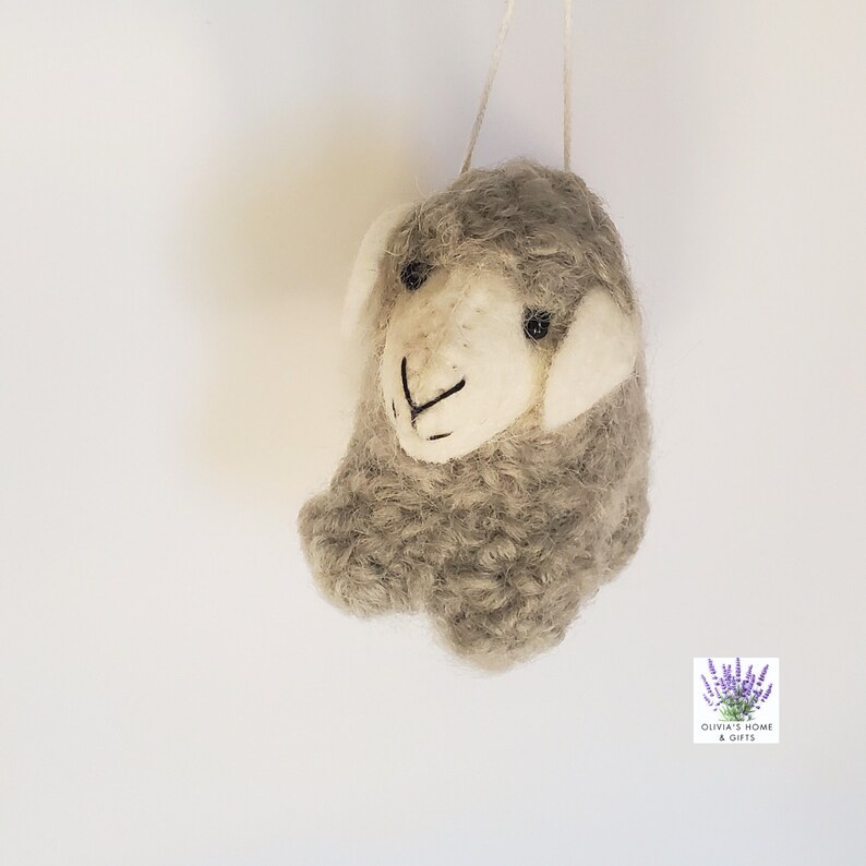 Handmade Sheep Wool Felt Lamb Ornament With String Attached For Hanging image 8