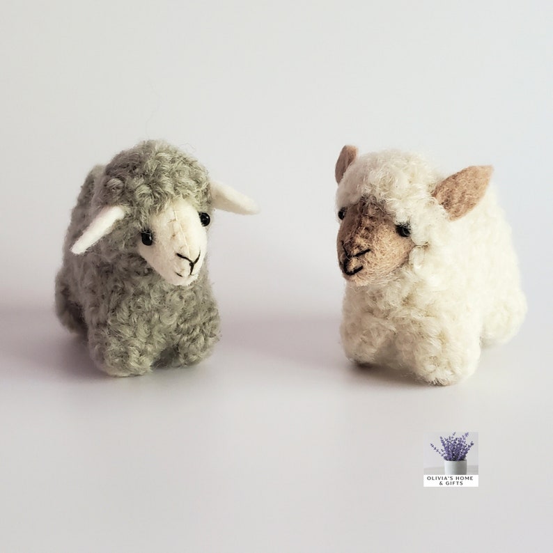 Handmade Sheep Wool Felt Lamb Ornament With String Attached For Hanging image 6