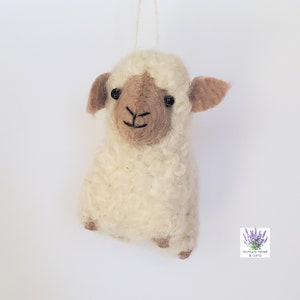 Handmade Sheep Wool Felt Lamb Ornament With String Attached For Hanging image 4