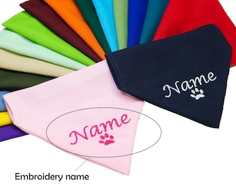 Custom dog name bandana over the collar, personalized embroidered dog or cat bandana, reversible pet bandana, birthday dog bandana,cat scarf