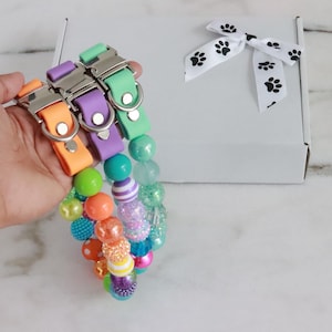 Beaded dog collar, fancy necklace,shiny waterproof dog collar,girly bubblegum bead collar,cute sparkly dog collar,girl party purple necklace