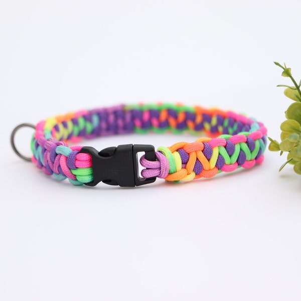 Rainbow paracord dog collar, cute pride dog collar, weaved dog collar, paracord rope dog collar, strong collar,paracord hundehalsband collar