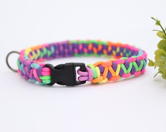 Collier pour chien paracord arc-en-ciel, collier pour chien mignon pride, collier pour chien tissé, collier pour chien en corde paracorde, collier fort, collier paracord hundehalsband
