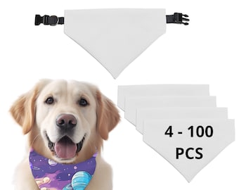 Pañuelo para perro de sublimación sobre el cuello, paquete de 4-100 XS a XXL, pañuelo para perro o gato, bufanda de tela de poliéster blanca, precios al por mayor y al por mayor, EE. UU.