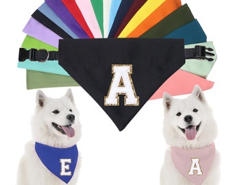 Custom initial dog bandana over the collar, letter dog or cat bandana,personalized dog grooming style,solid color dog bandana,cute dog scarf