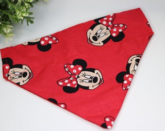 Personalized minnie dog bandana over the collar, mickey embroidered dog bandana, disney dog bandana, cat bandana, reversible dog bandana,pet