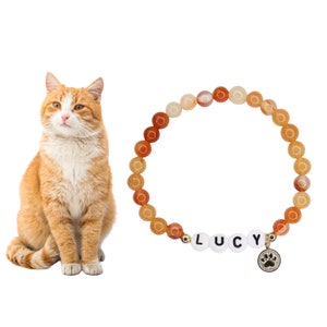 Pet memorial name bracelet, cat name stone bracelet, custom beaded kitty name bracelet, memorial pet jewelry, paw bracelet,animal lover gift