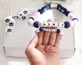 Friendship bracelet dog collar set, beaded dog necklace,matching dog and owner,fancy designer cat necklace,waterproof girly pet collar,puppy