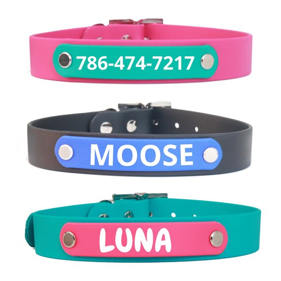 Custom Biothane® dog collar, vegan leather dog collar, necklace with name, waterproof dog collar,cute dog collar, girly durable heavy duty