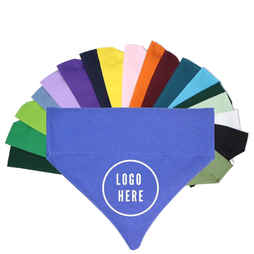 Custom Logo Dog Bandana Over the Collar, Business Logo Dog or Cat