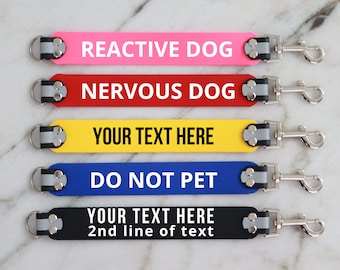 Custom Leash Wrap, double sided warning sign,durable dog leash sleeve,vegan leather Biothane®,heavy duty waterproof,medical condition talker