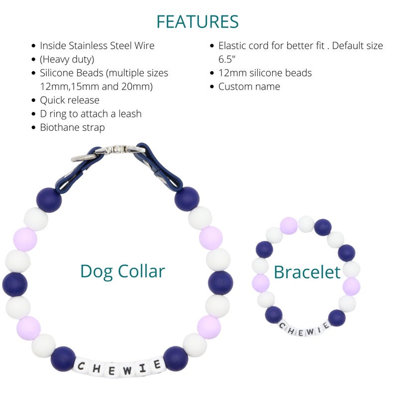 Friendship Bracelet Dog Collar Set, Beaded Dog Necklace,matching Dog
