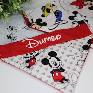 Custom Mickey pet bandana over the collar, disney pet clothes,embroider dog bandana, disney dog bandana,cat bandana,reversible dog bandana