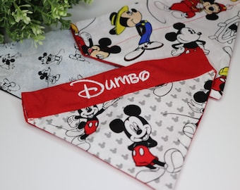 Custom Mickey pet bandana over the collar, disney pet clothes,embroider dog bandana, disney dog bandana,cat bandana,reversible dog bandana