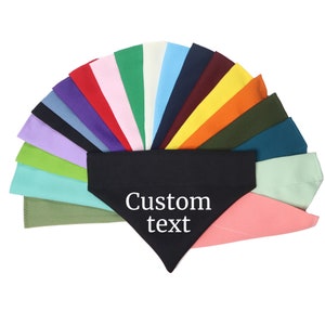 Custom text dog bandana over the collar, custom phrases dog or cat bandana, personalized dog bandana with name, solid color dog bandana