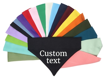 Custom text dog bandana over the collar, custom phrases dog or cat bandana, personalized dog bandana with name, solid color dog bandana