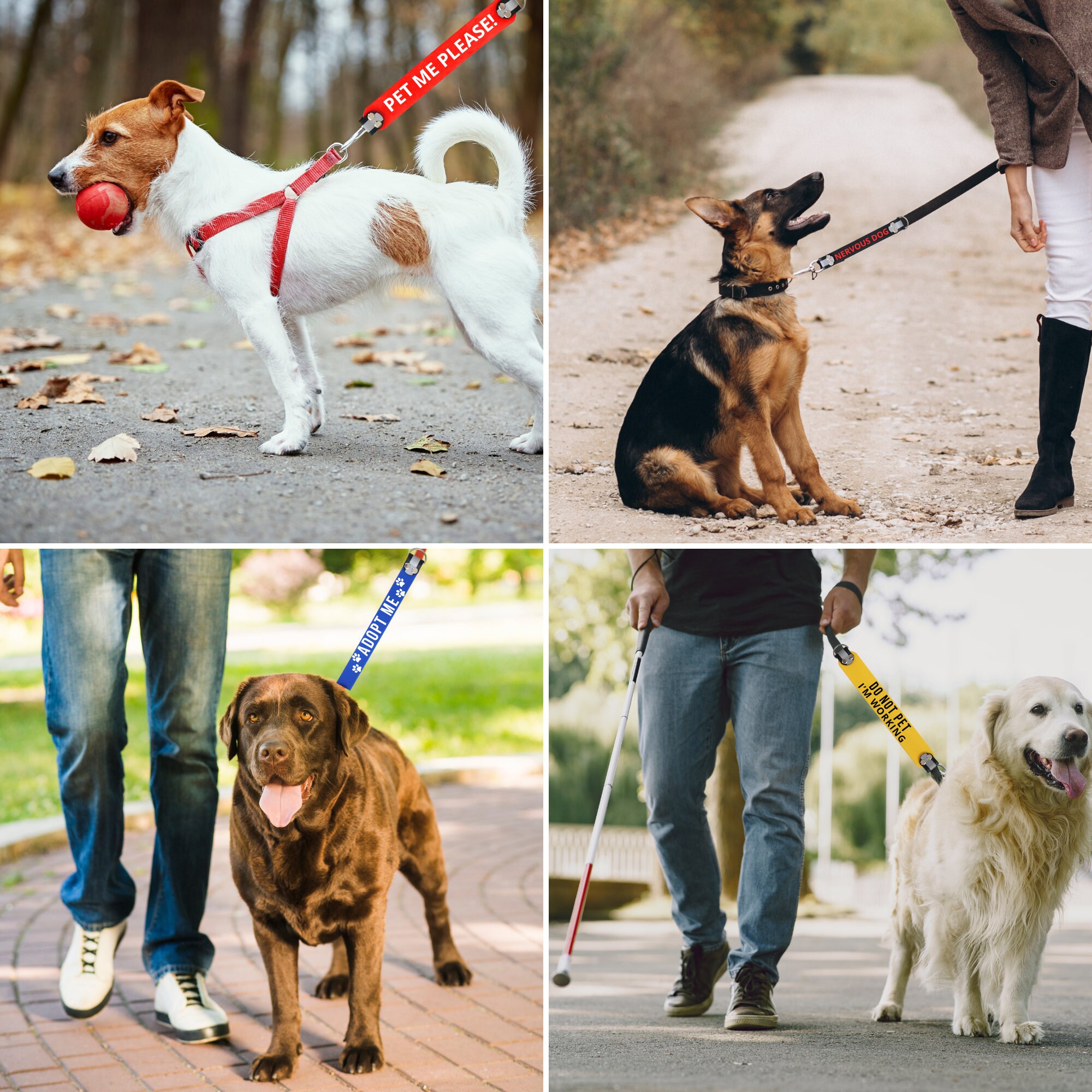 Custom Leash Wrap, double sided warning sign,durable dog leash sleeve,vegan leather Biothane®,heavy duty waterproof,medical condition talker