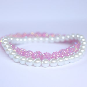 Pearl dog necklace, pink bead girly dog collar, cute bride dog collar, wedding dog necklace, birthday girl dog collar,shine white dog collar