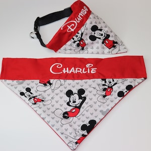 Custom Mickey pet bandana over the collar, disney pet clothes,embroider dog bandana, disney dog bandana,cat bandana,reversible dog bandana