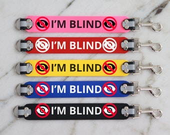 Blind Dog Leash Sleeve,custom leash wrap,double sided,lead warning sign,durable vegan leather,heavy duty waterproof,medical condition talker