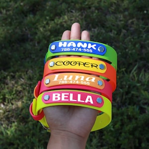 Custom Summer Dog Collar, Biothane® vegan leather,necklace with name,waterproof neon colors collar,cute dog collar,girly durable heavy duty