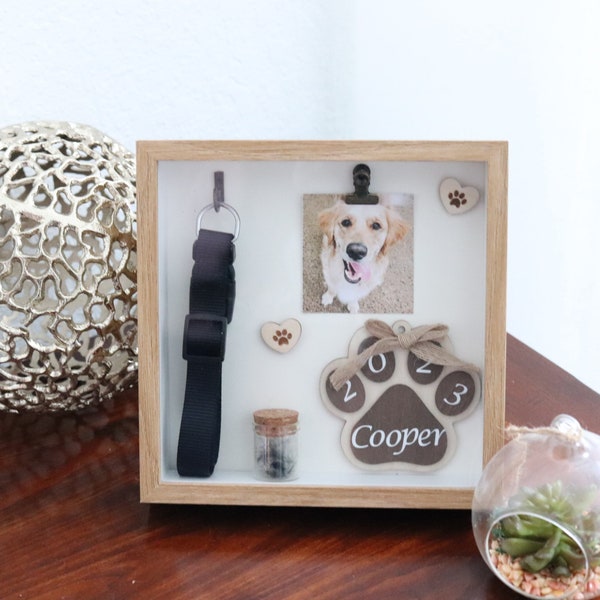 Dog Memorial Picture Frame Collar Holder Etsy